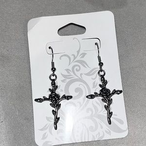 Handmade rose cross earrings